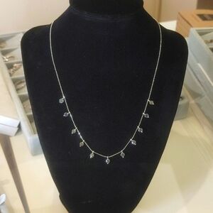 925 Sterling Silver Small Topaz Crystal Stones Lucky Necklace